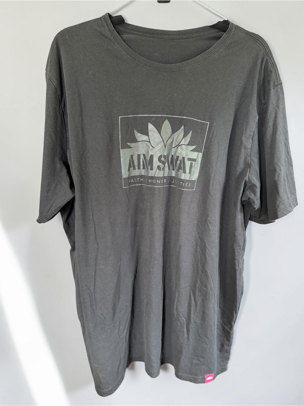Aim SWAT Faith Honor Justice Graphic T-Shirt Black Christian Tactical Tee Unisex